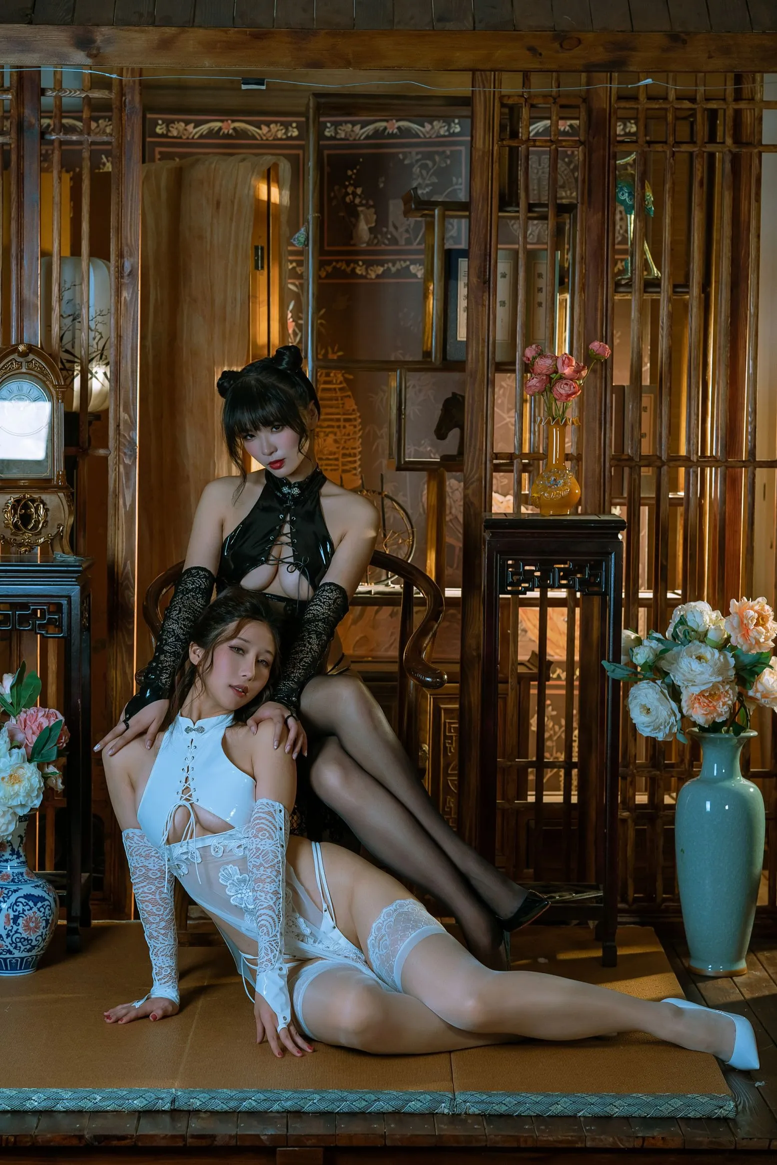 奶桃轩萧学姐双人旗袍白娘子青蛇缠绵12绸缎0405网红写真