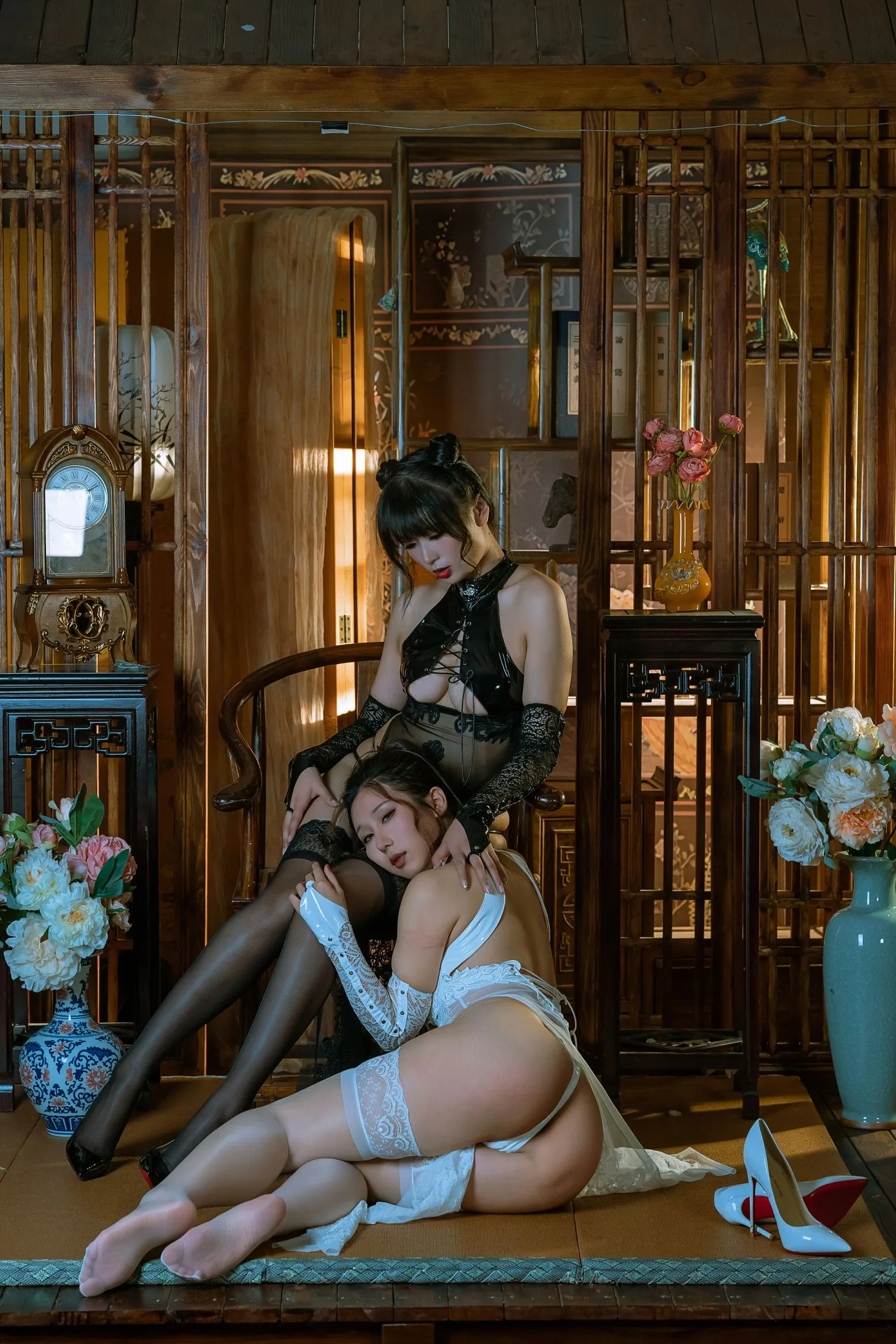 奶桃轩萧学姐双人旗袍白娘子青蛇缠绵12绸缎0405网红写真