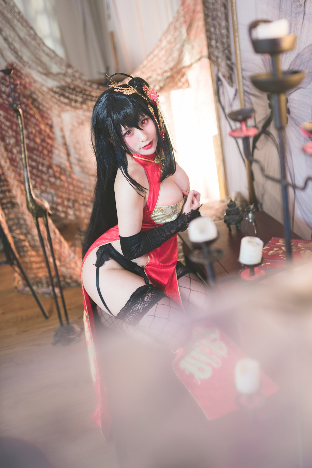 Cosplay柘烟Zuken大凤旗袍原版写真