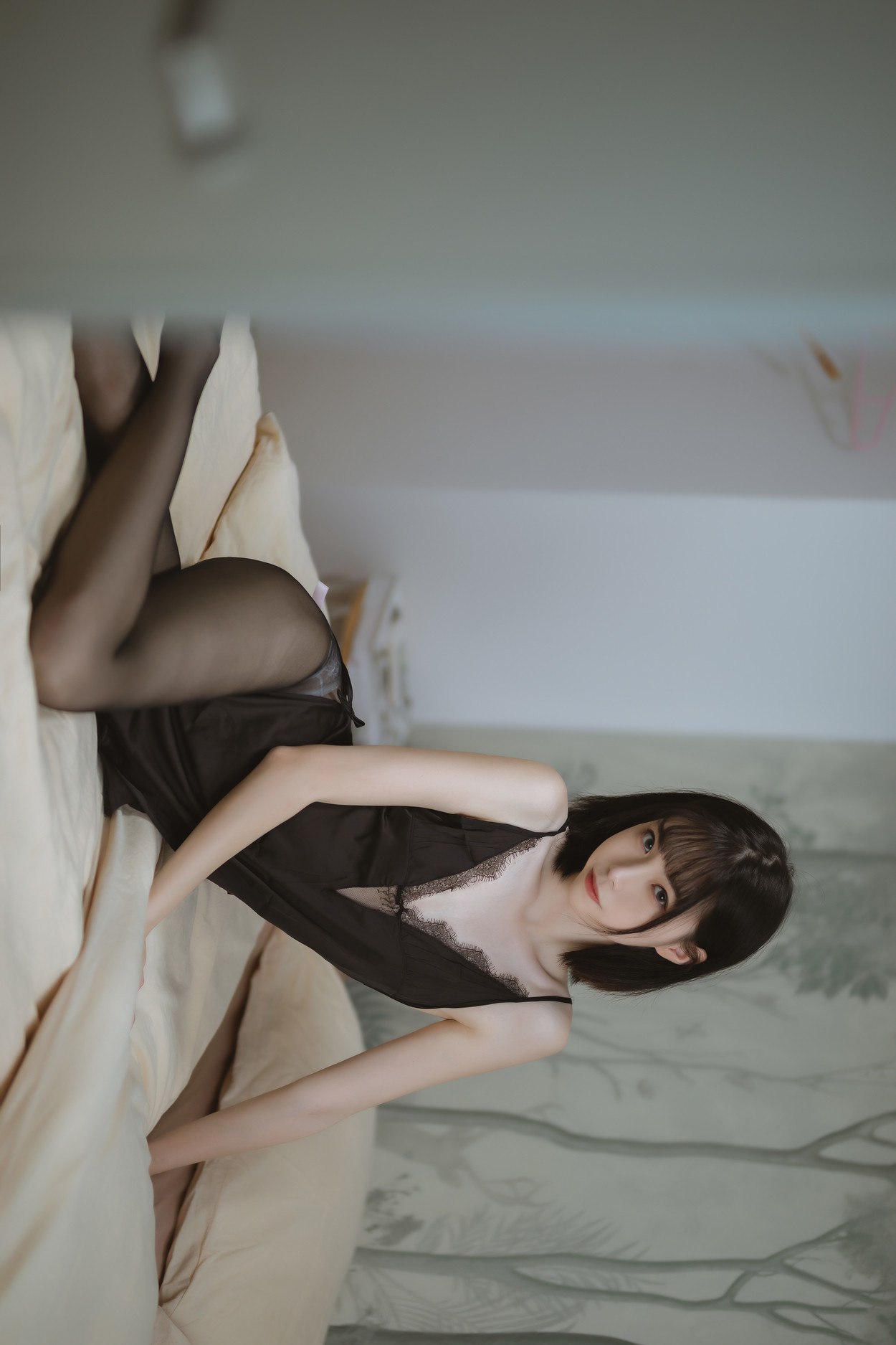 Cosplay许岚LAN黑色蕾丝睡衣完整版