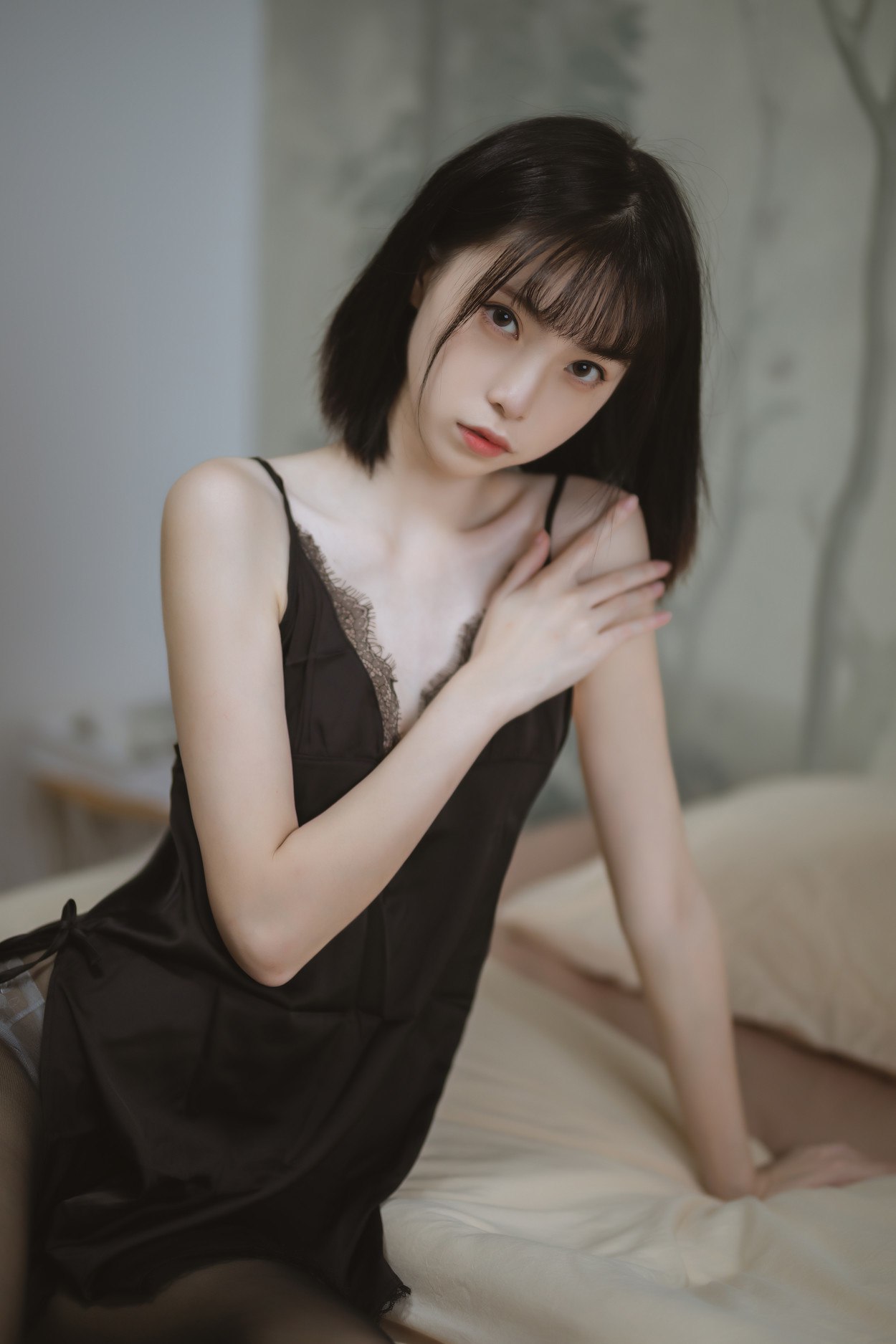 Cosplay许岚LAN黑色蕾丝睡衣完整版