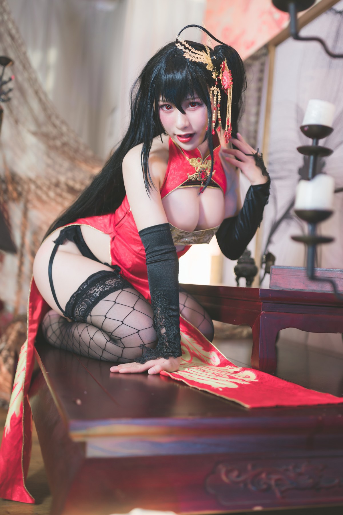 Cosplay柘烟Zuken大凤旗袍原版写真